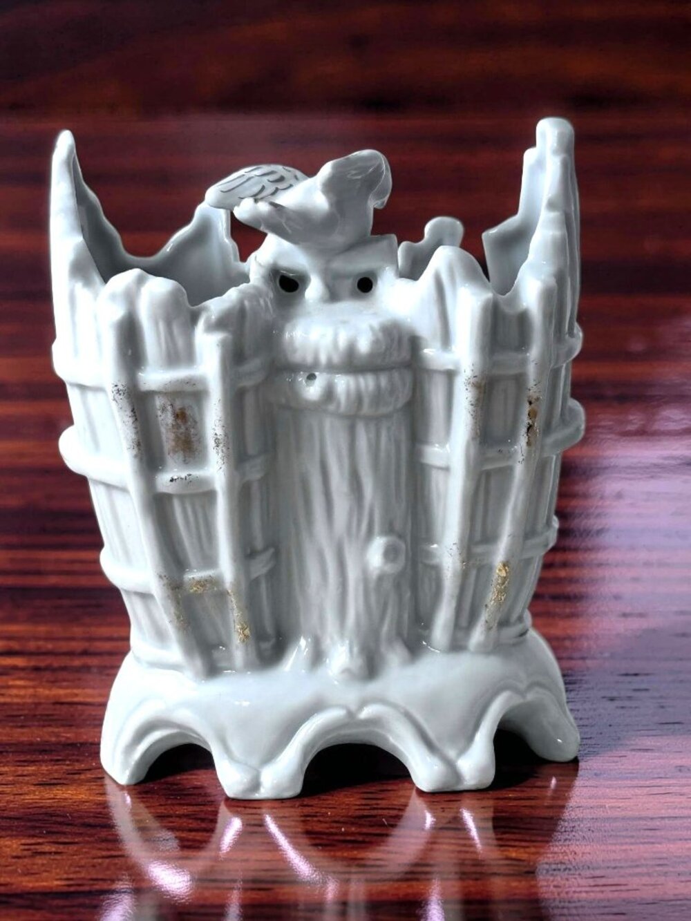 Vintage Bone China Birdhouse Small 2 Hole Vase With Birds & Pink Rose Accents - - Picture 4 of 7